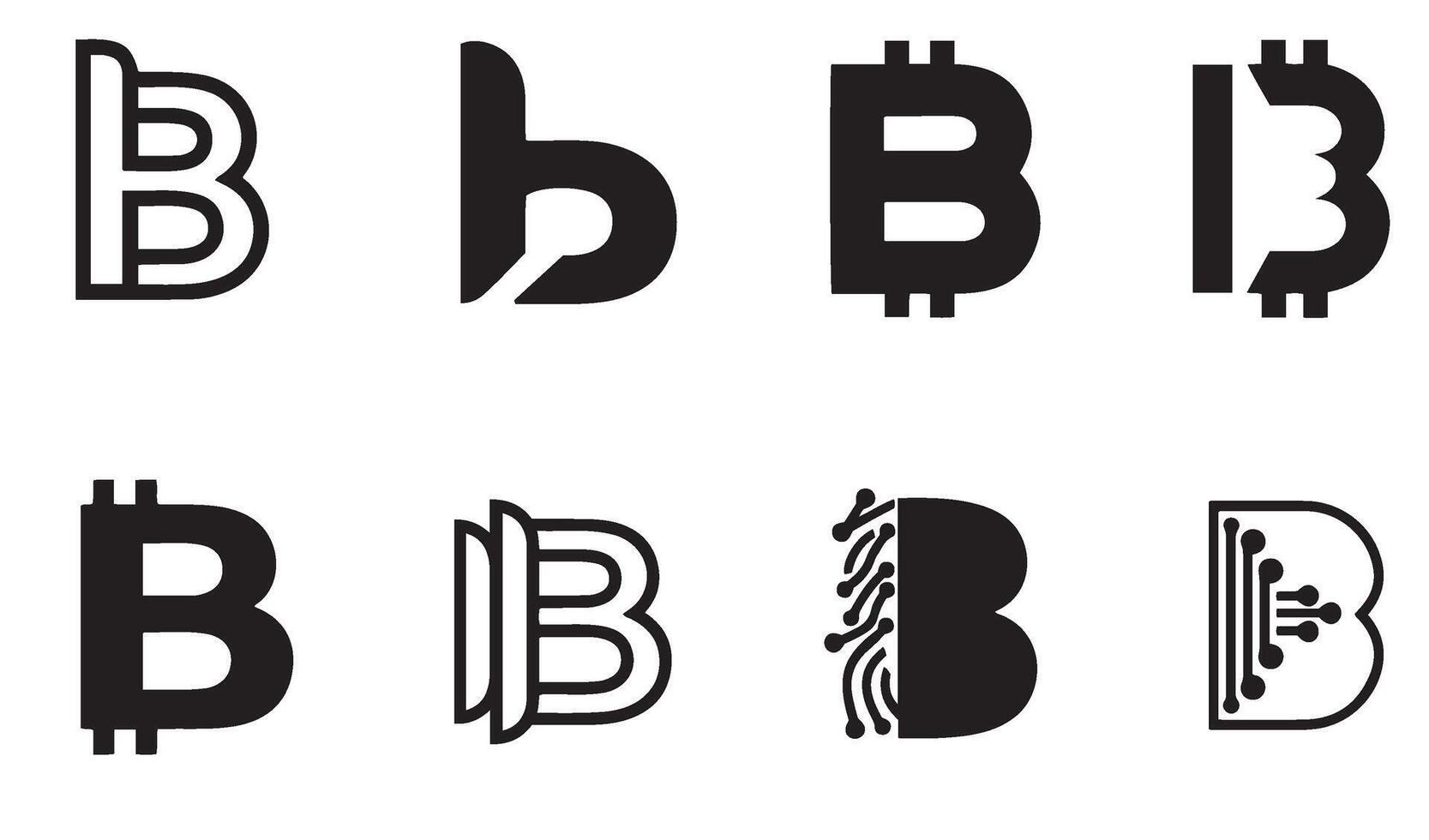 Modern B Link Letter Symbol Logo Icon Silhouette Typography for Corporate Identity vector