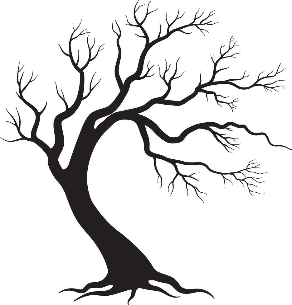 Spooky Forest Tree Silhouette Design, Leafless Tree vector