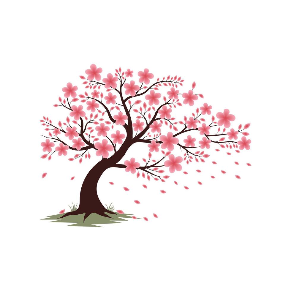 Cherry Blossom Tree, Pink Flower Spring Design vector