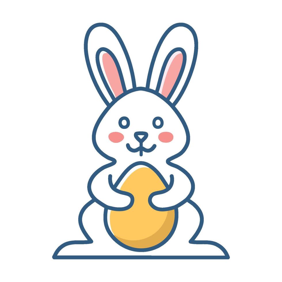 easter bunny holding an egg flat design vector