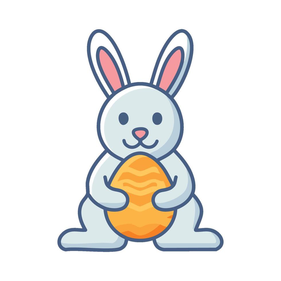 Flat Style Bunny Holding Egg vector