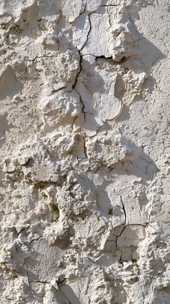 A close up of a white wall with cracks photo