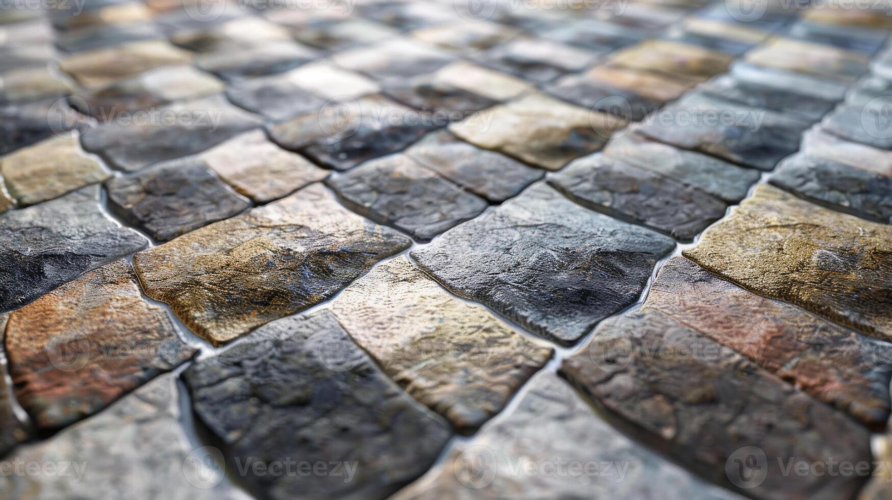A close up of a stone floor with many different colors photo