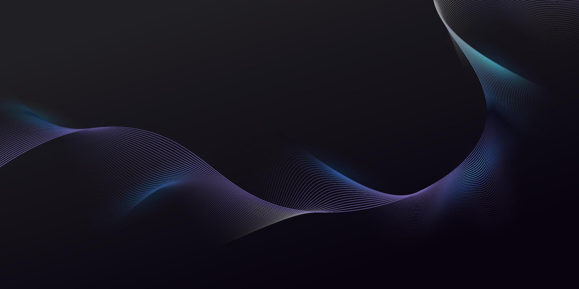 Abstract glowing wave lines on dark background. Dynamic wave pattern, Modern wavy lines and Futuristic technology vector