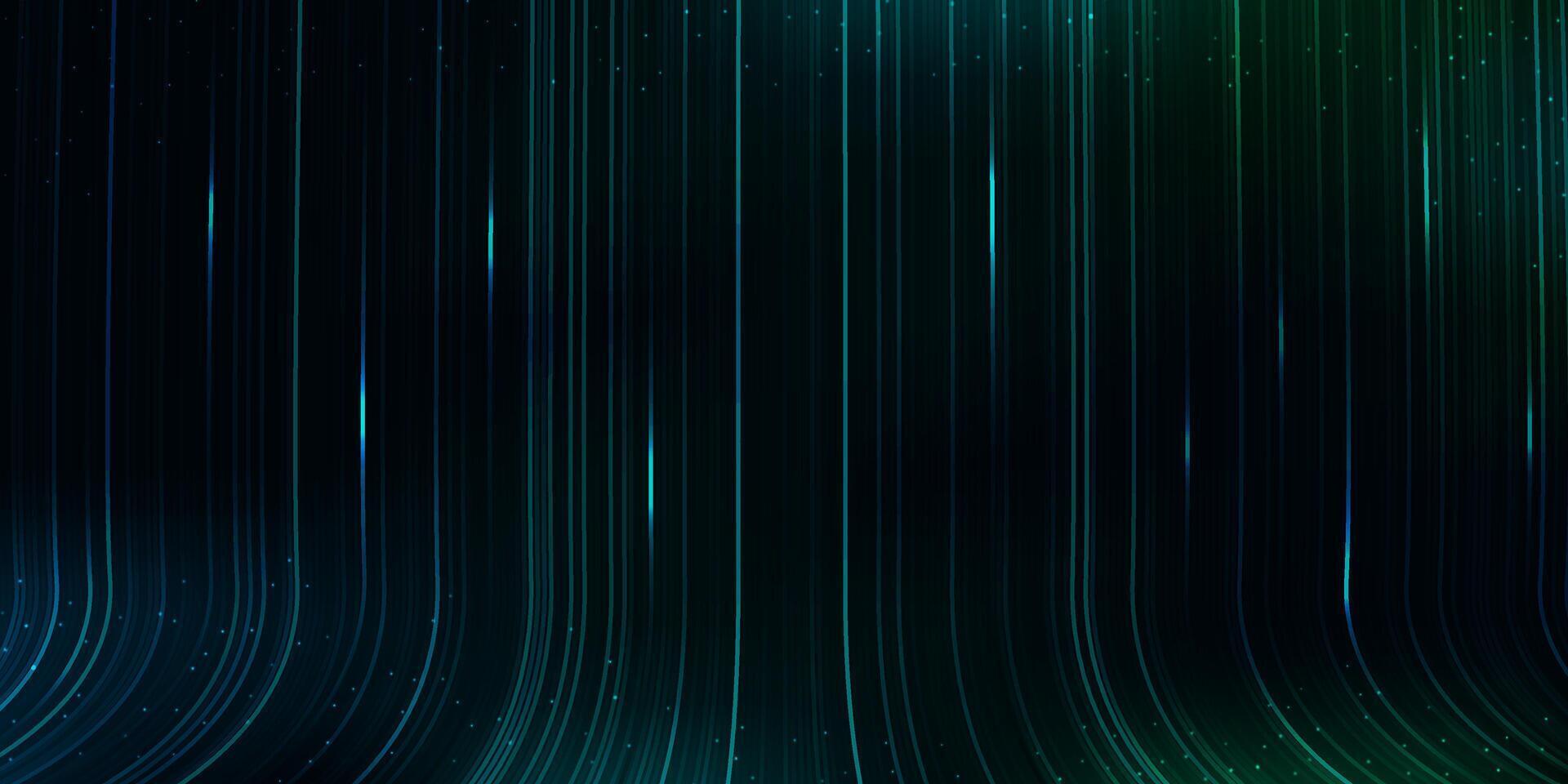 Abstract technology digital futuristic concept glowing green color lines with lighting effect vector