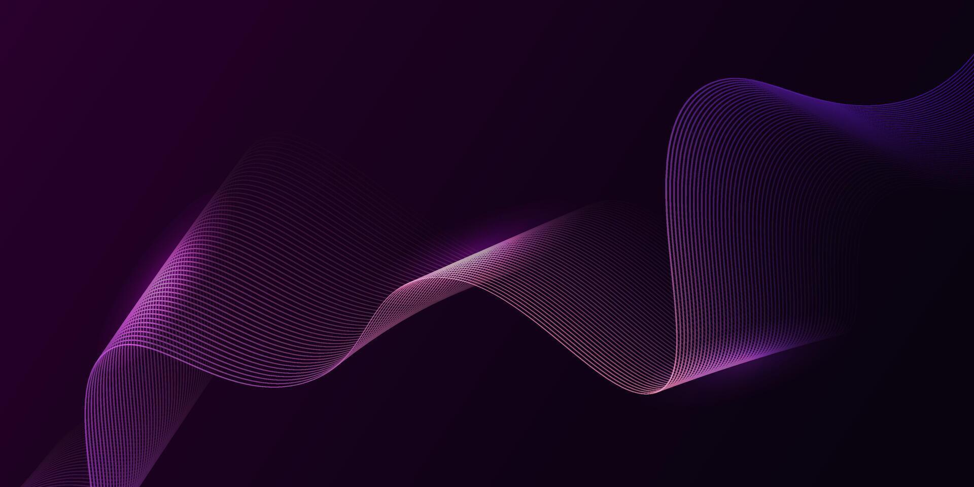 Abstract glowing wave lines on dark purple background, Dynamic wave pattern. Modern flowing wavy lines and Futuristic technology concept vector