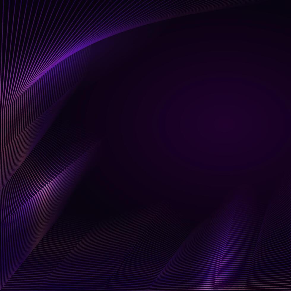Abstract glowing wave lines on dark purple background. Dynamic wave pattern vector
