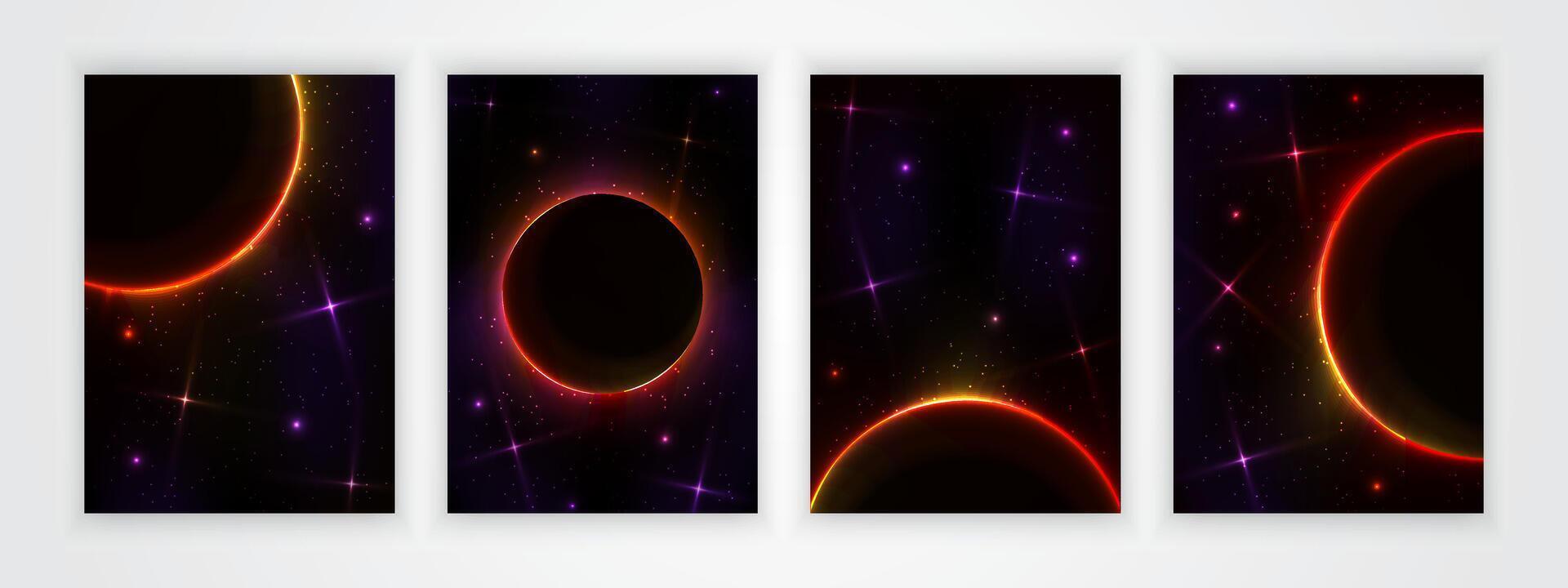 cover solar eclipse background with outer space concept vector