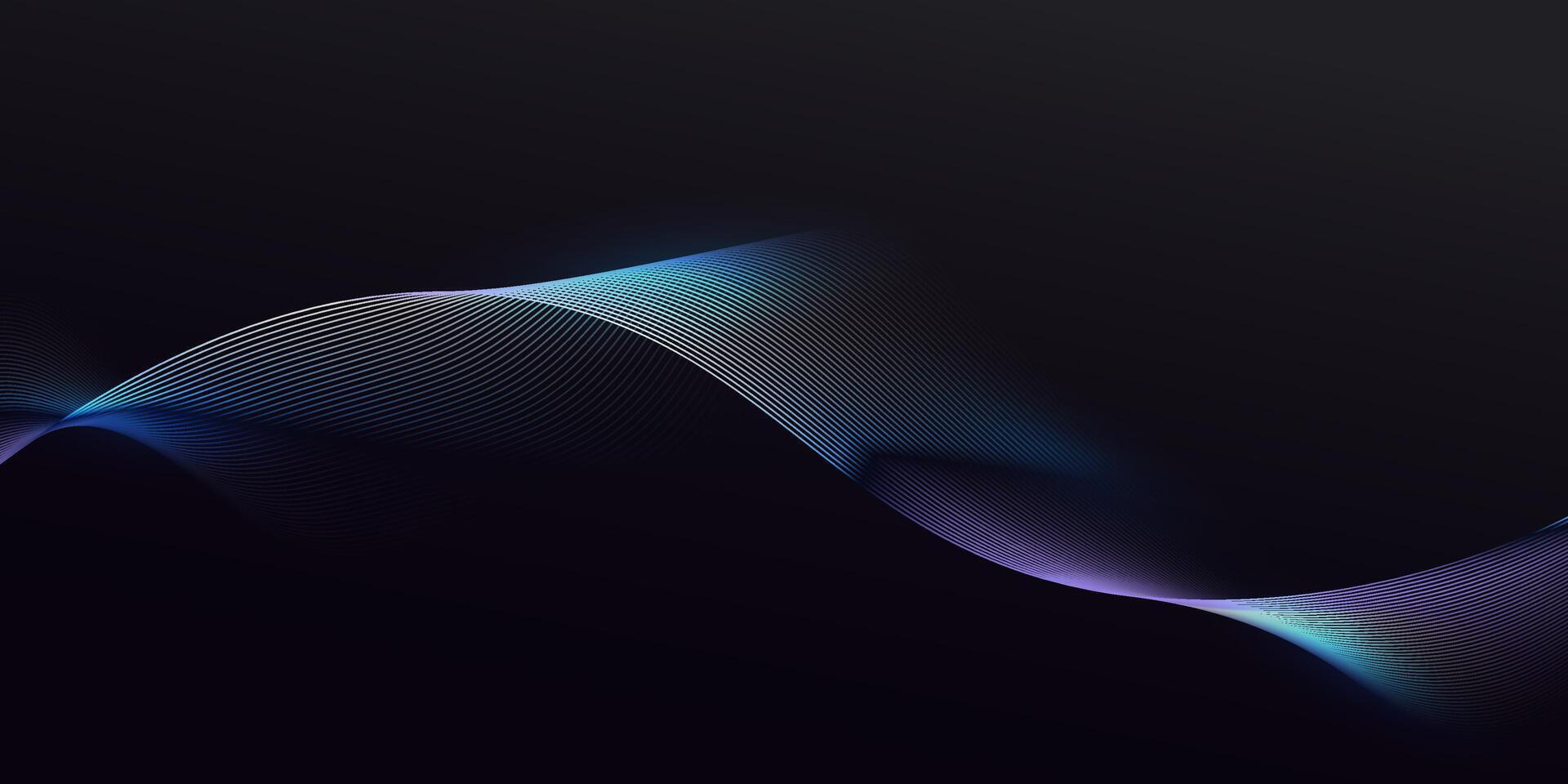 Abstract glowing wave lines on dark background. Dynamic wave pattern. Modern wavy lines and Futuristic technology concept vector