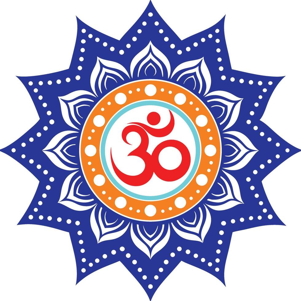 Om Symbol Mandala A Spiritual Design in Blue and Orange vector