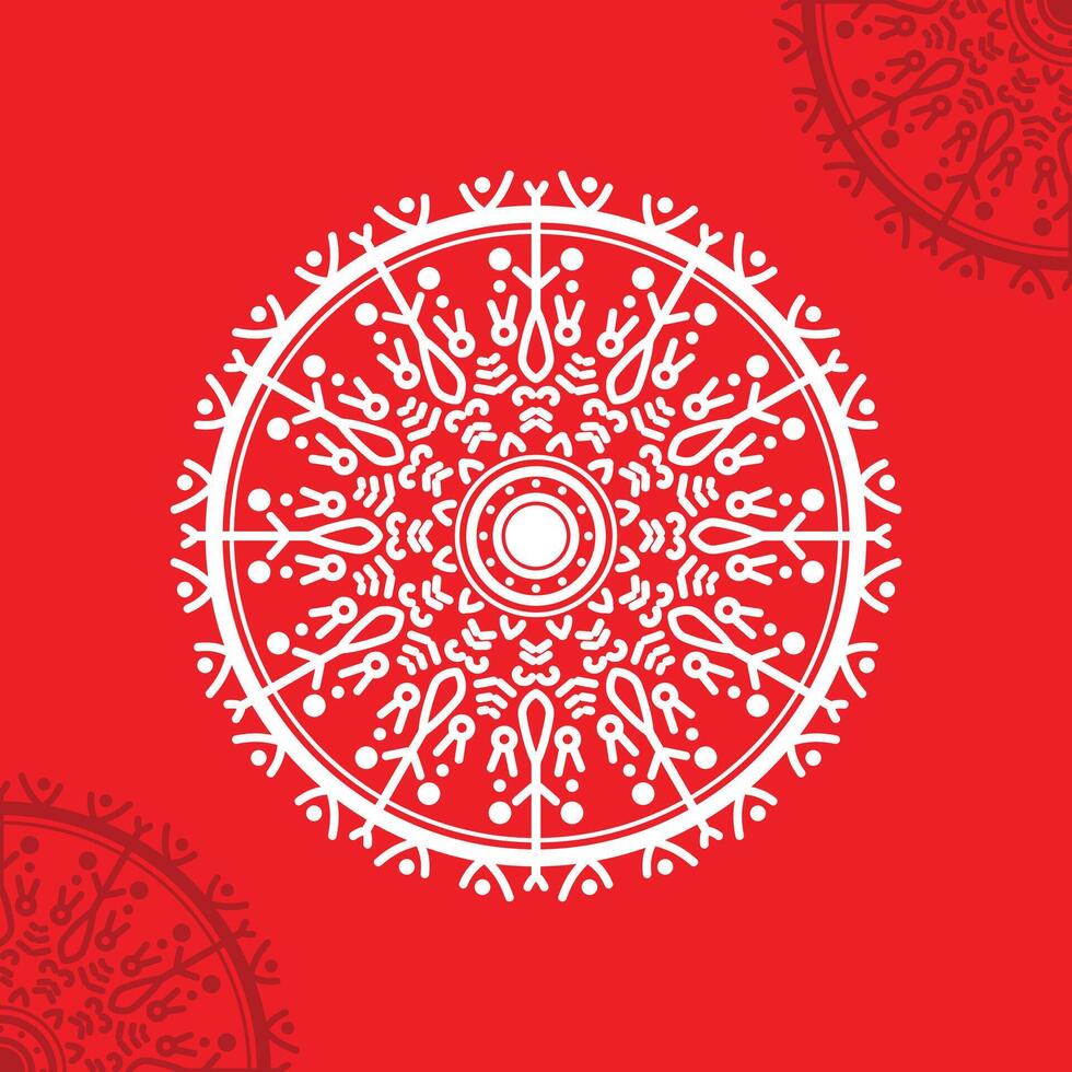 White Mandala on Red Background vector