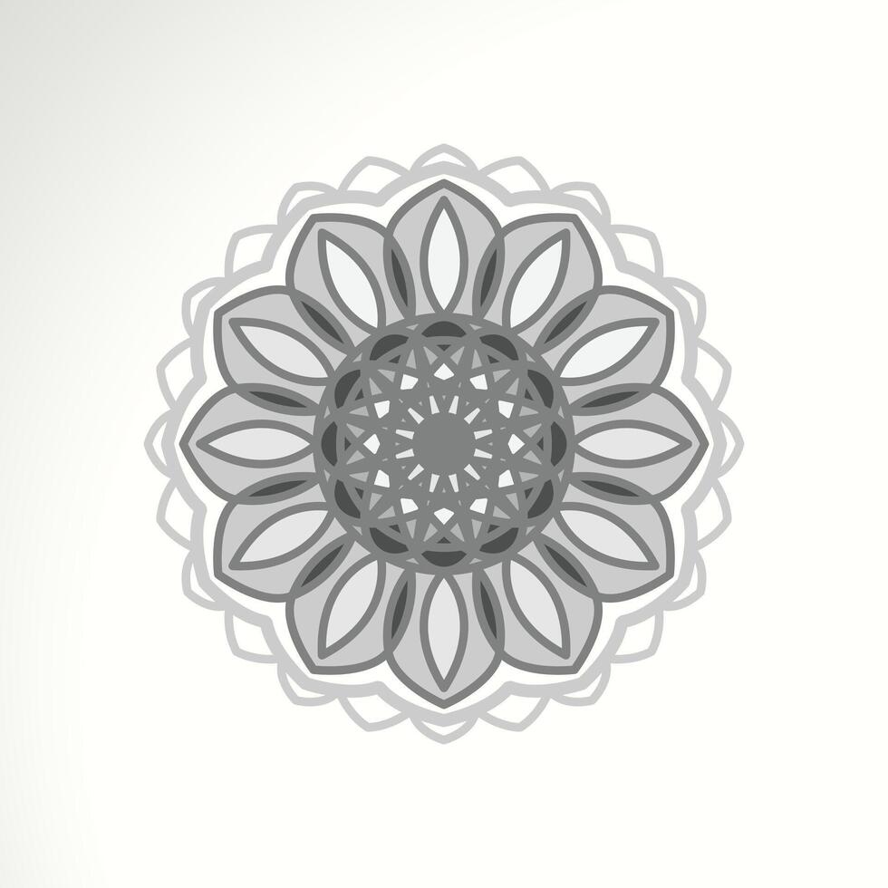 Detailed gray mandala design with symmetrical floral pattern vector