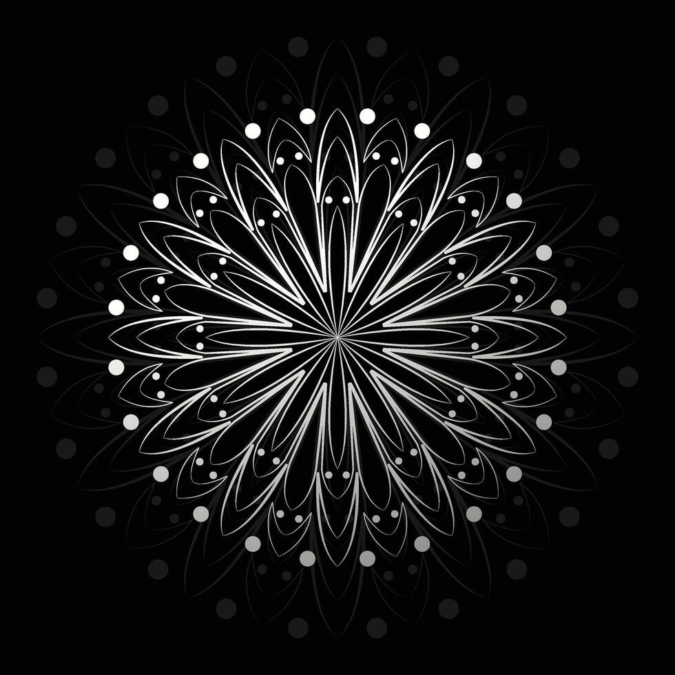 Elegant Black and White Mandala Design with Geometric Floral Pattern vector
