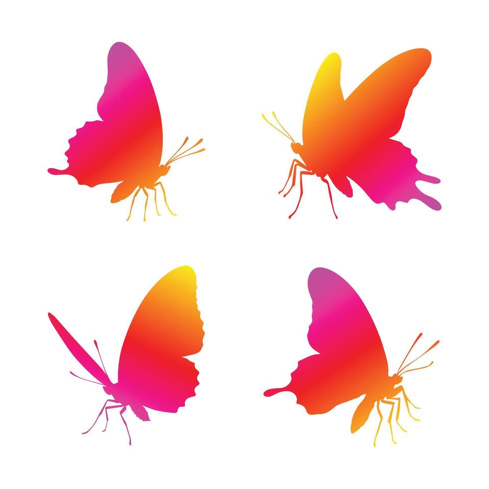 Butterfly icon set, Vibrant gradient color Butterfly Illustrations vector