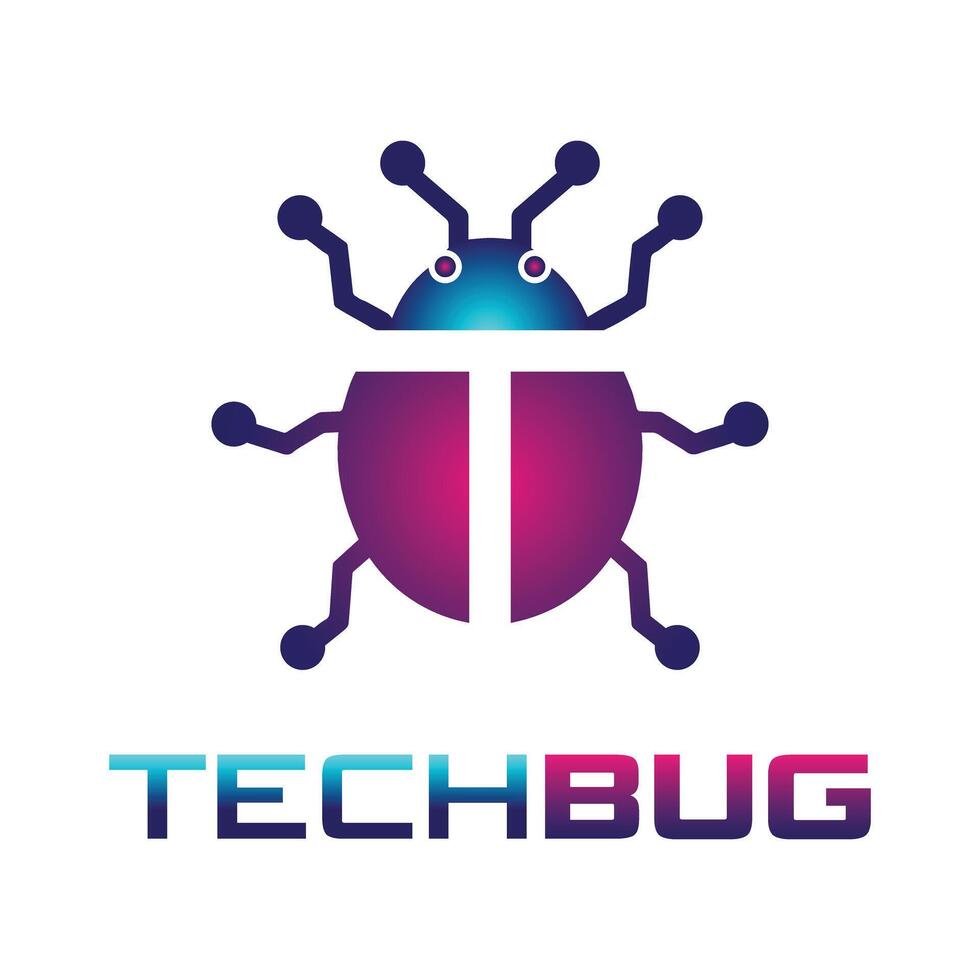 TechBug logotype, Futuristic Technology Logo design, showcasing innovative technology and bug. vector
