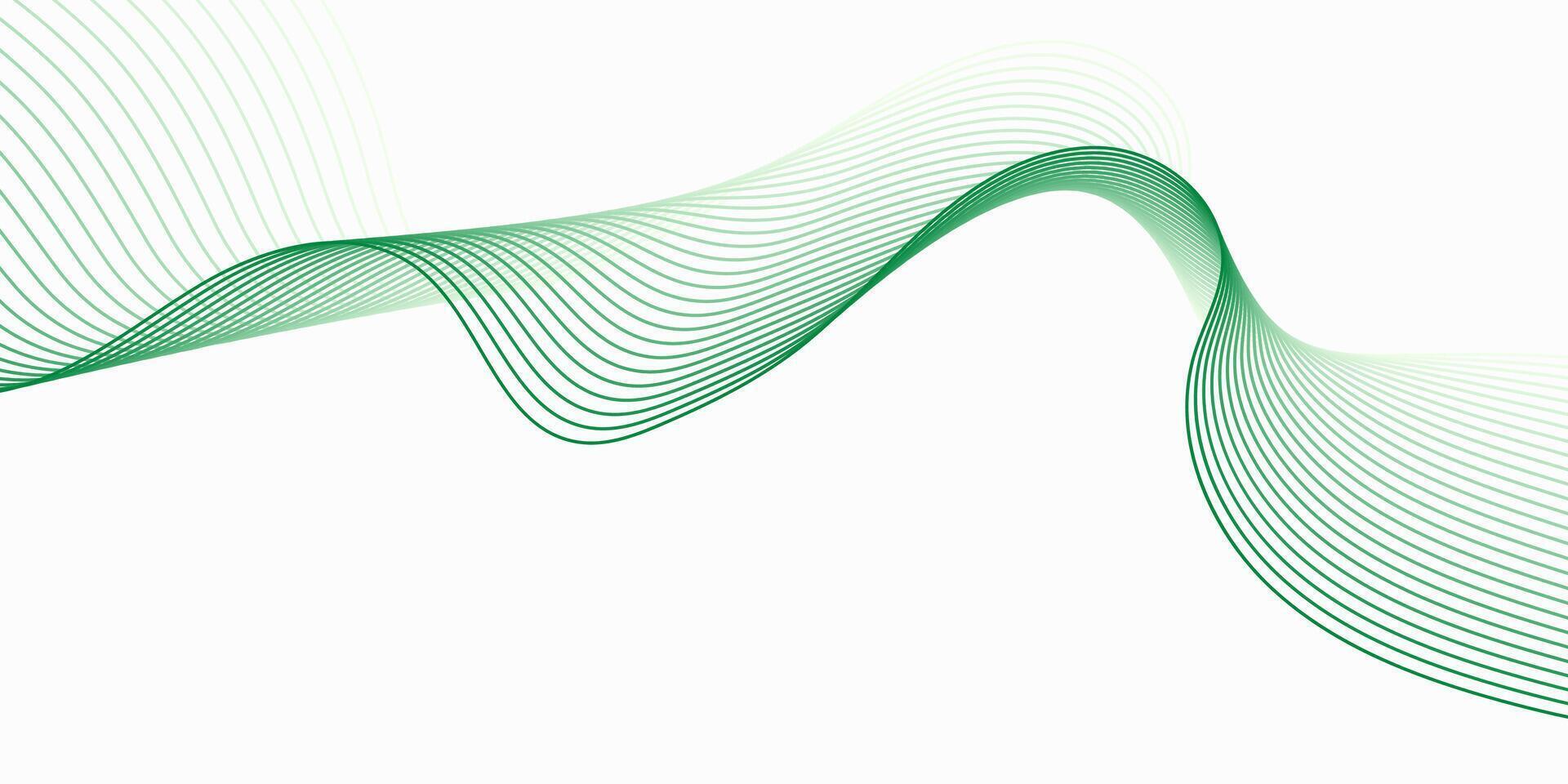 Digital abstract background with green wavy flow line. Dynamic business ecology design vector