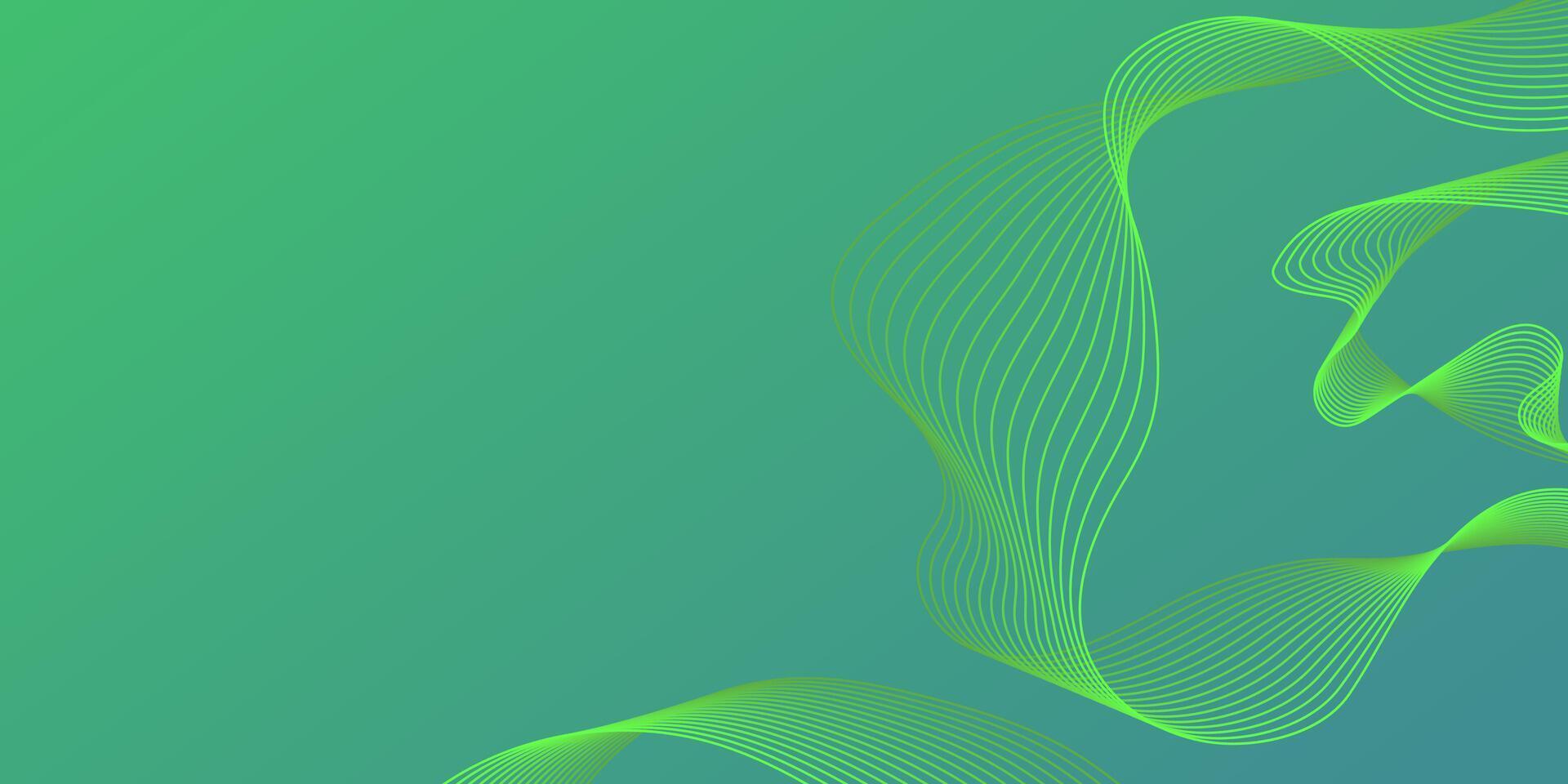 Abstract technology green background with modern flowing wave lines vector