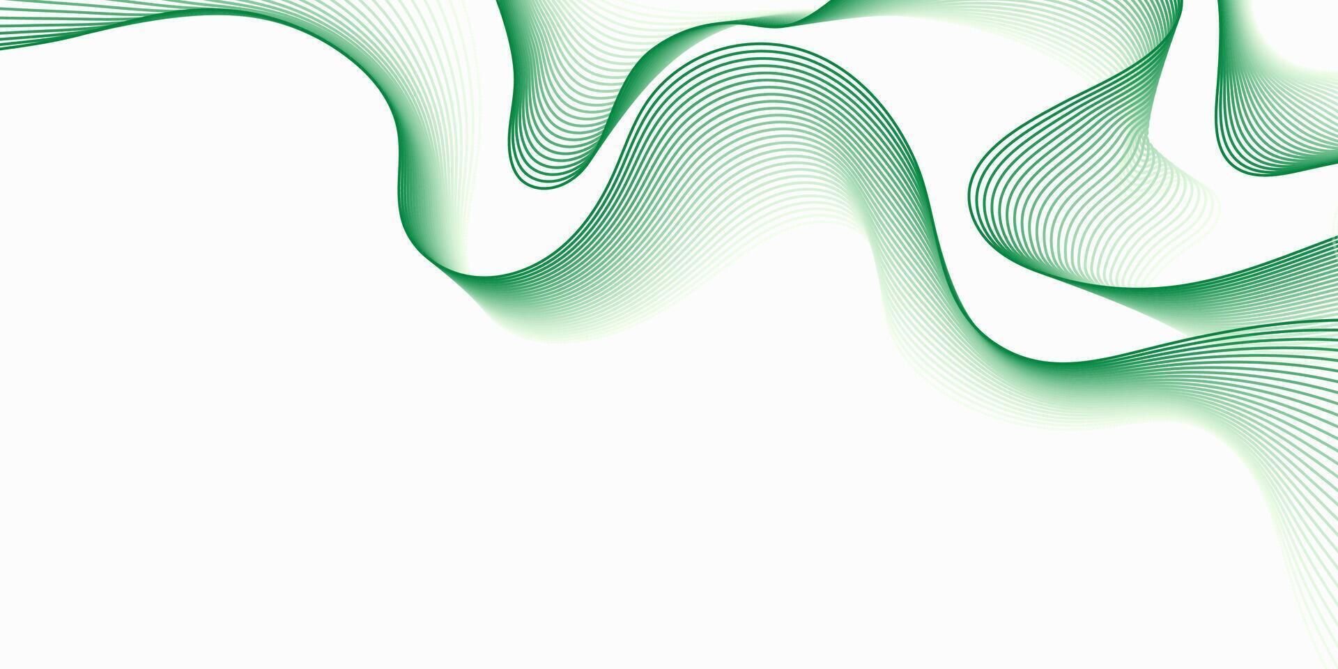 Elegant green motion flowing lines backdrop. Smooth green thin lines waves modern design vector