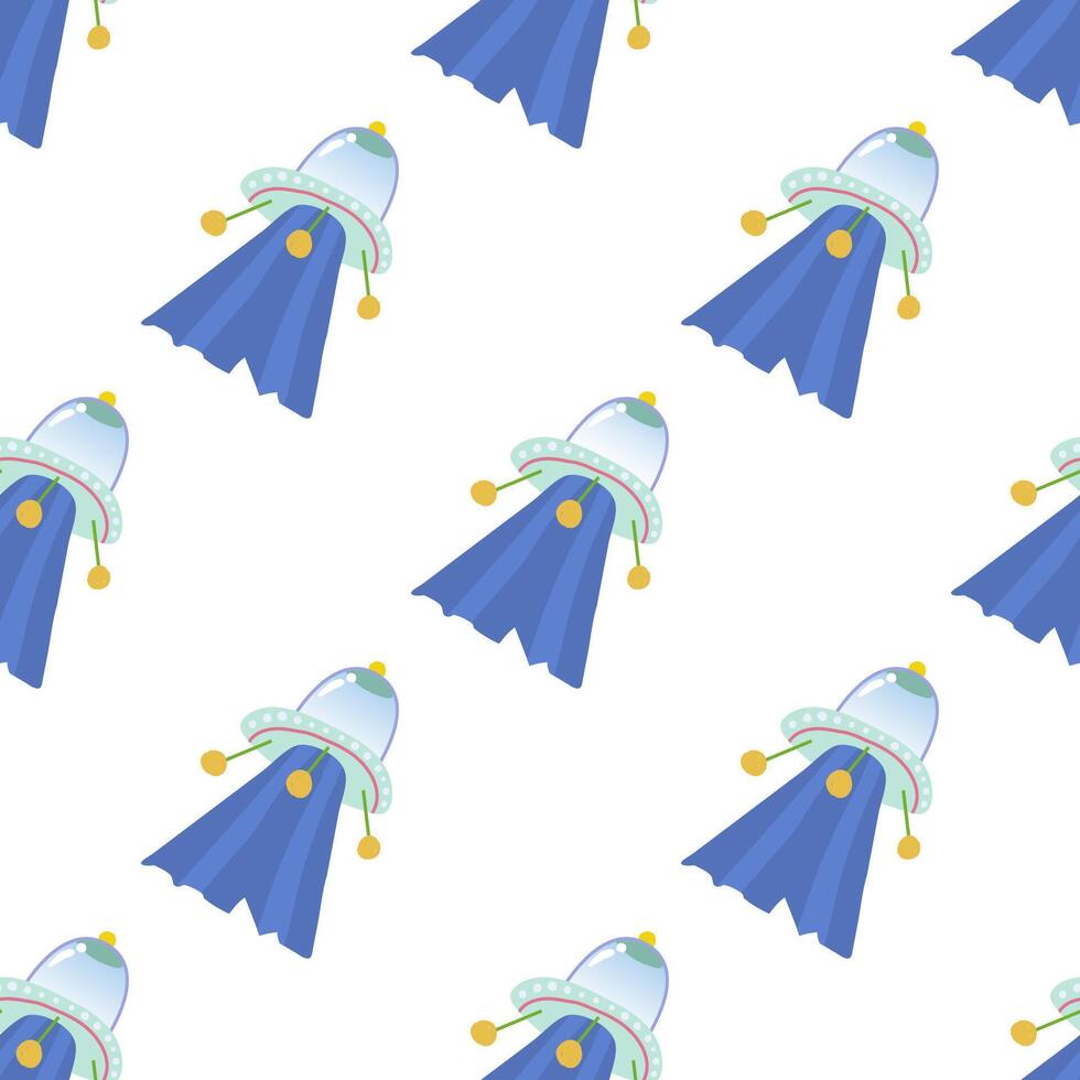 Seamless pattern with colored flying saucers. illustration. vector