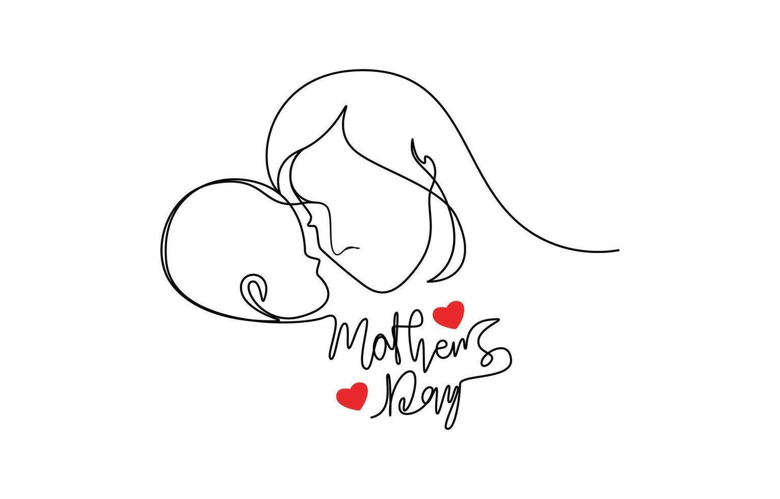 Mother's Day Mom and Baby in Single Line Drawing vector