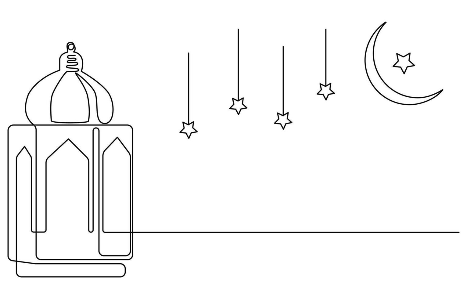 Eid day design continuous one line art vector