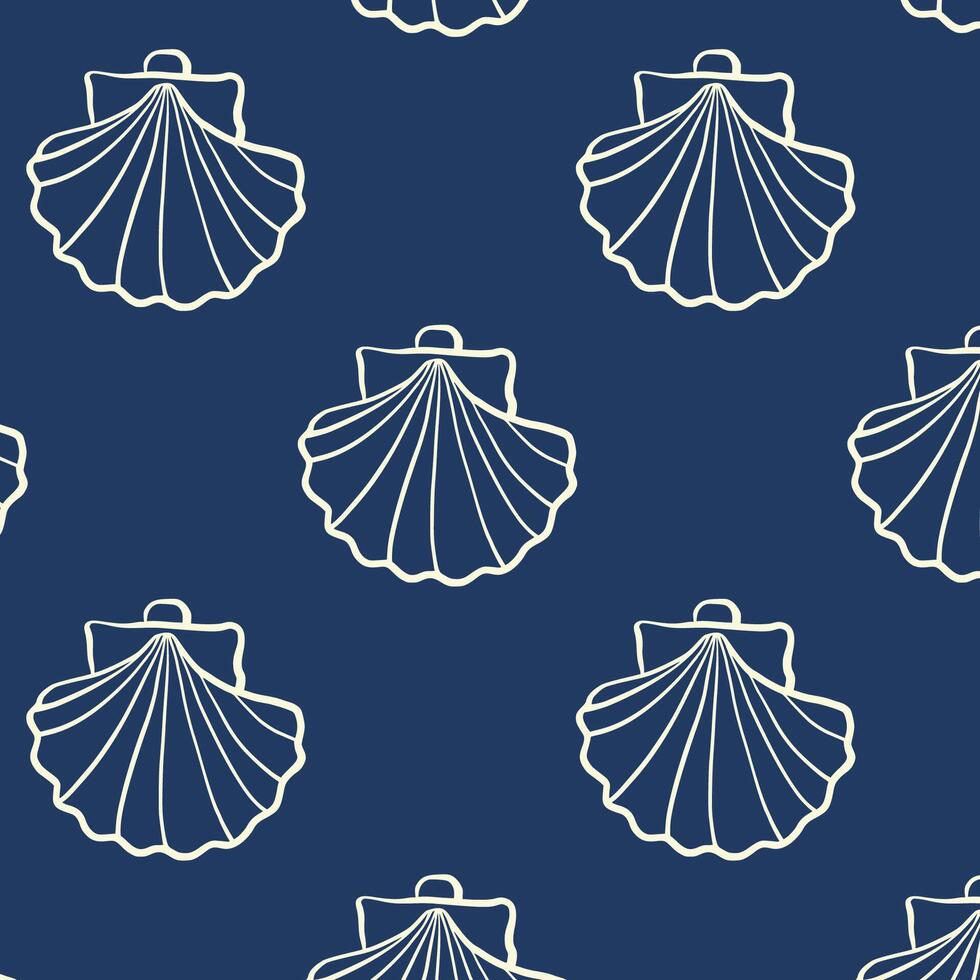 Seamless pattern with Various Seashells.Summer, vacation, ocean, beach concept. Design elements for trendy prints, background, wrapping paper vector