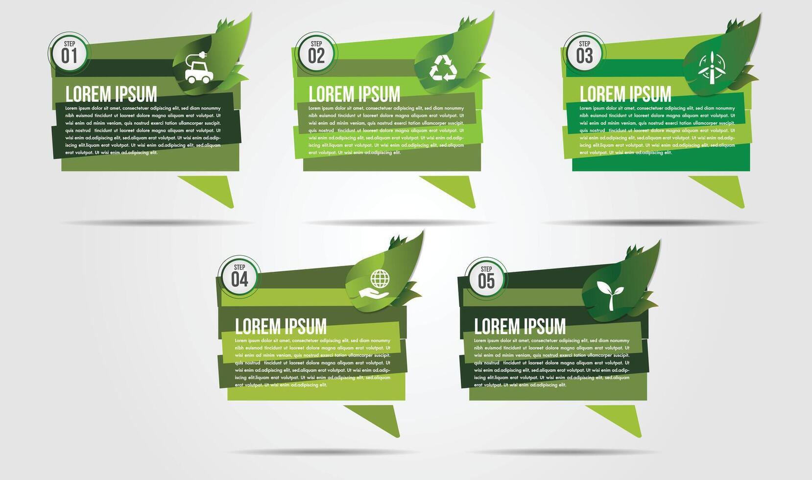 Ecology infographics green friendly environment with leaf and world map design layout.Recycle system element sustainable growth with 5 options, parts vector