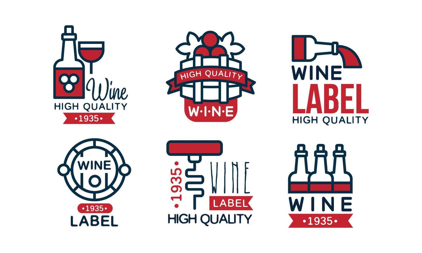 Wine High Quality Retro Labels Collection, Package Vintage Emblems Illustration vector