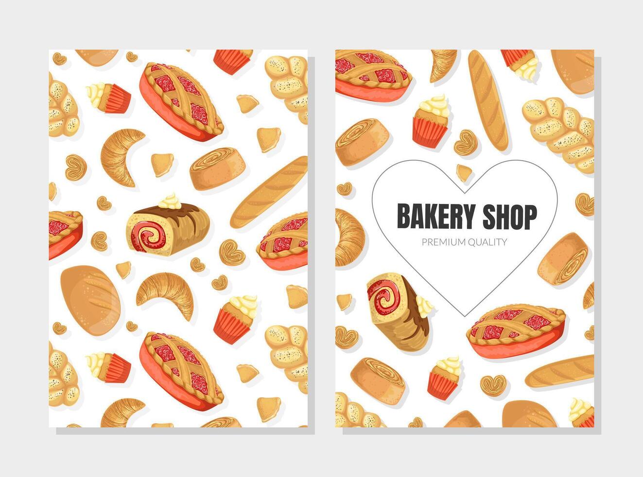 Bakery Shop Premium Quality Card Template with Baking Products Seamless Pattern, Element Can Be Used for Menu, Cooking Book, Restaurant Menu, Flyer, Certificate Illustration vector