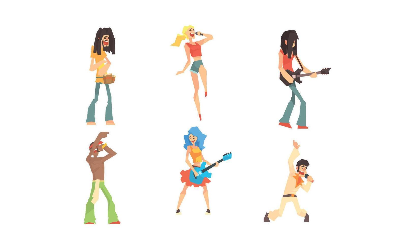 Musicians People Characters Collection, Musicians and Singers of Different Genres Illustration vector