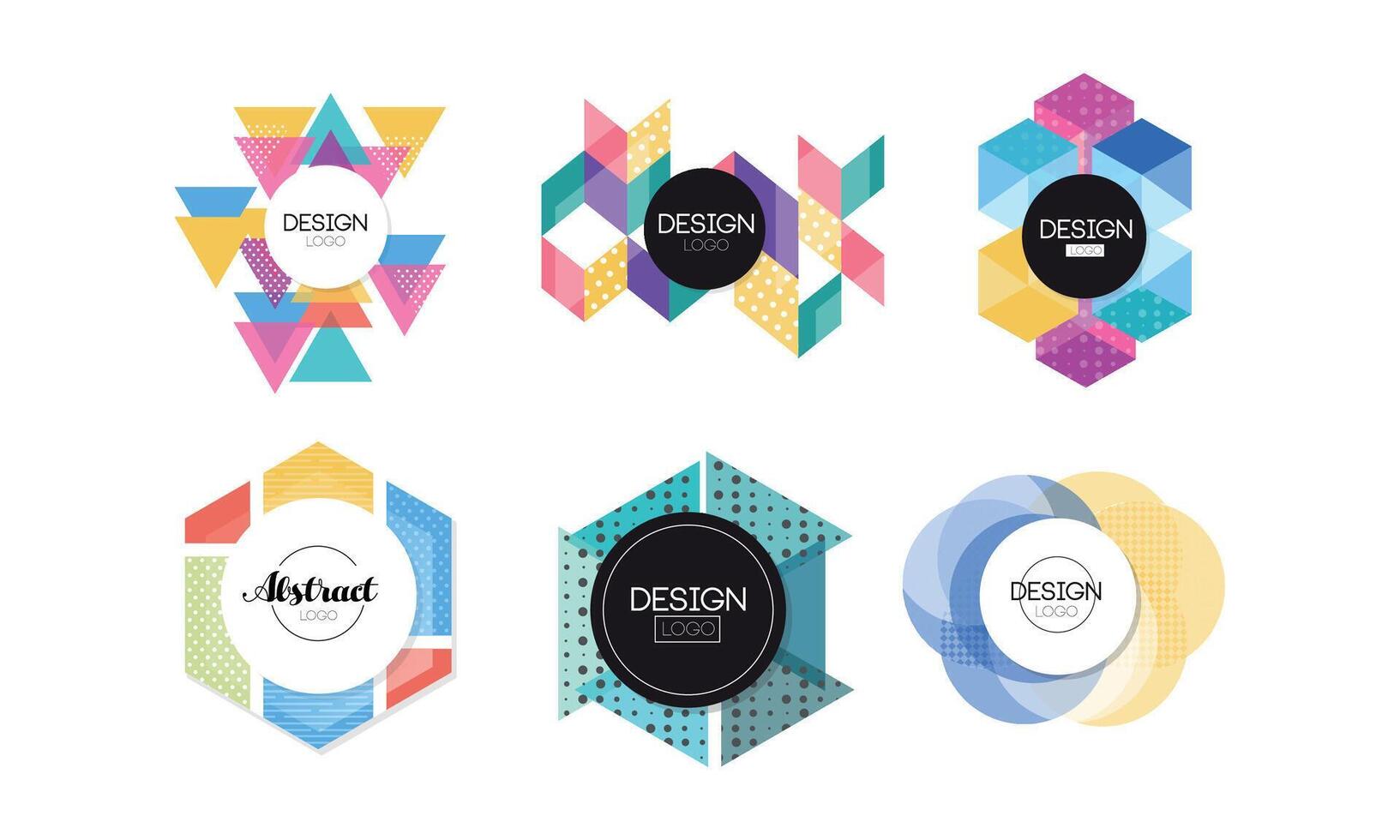 Logo Design Collection, Abstract Badges of Various Geometric Shapes Illustration vector