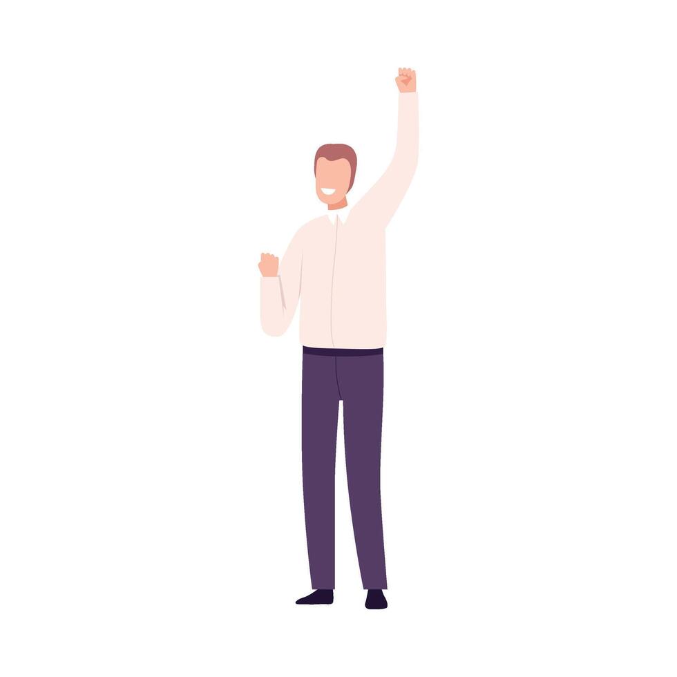 Successful Businessman Celebrating Victory, Male Office Character Dressed in Business Clothes Flat Illustration vector