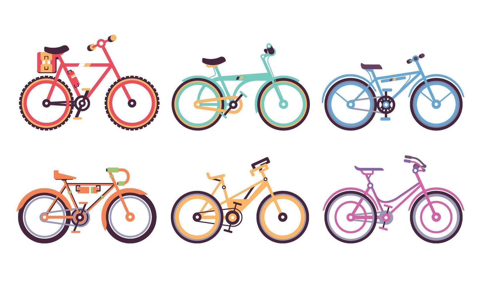 Bicycles Collection, Colorful Bikes with Different Frames, Ecology Transport Illustration vector