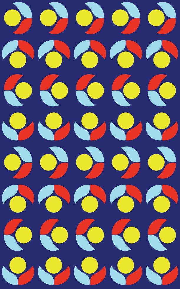 a blue and yellow bauhuse pattern with circles and circles vector