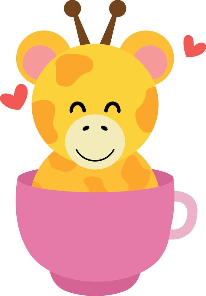 Cute Giraffe in Pink Teacup vector