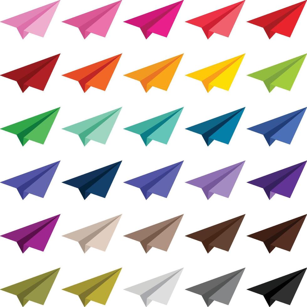Set digital collage of colorful origami paper plane vector