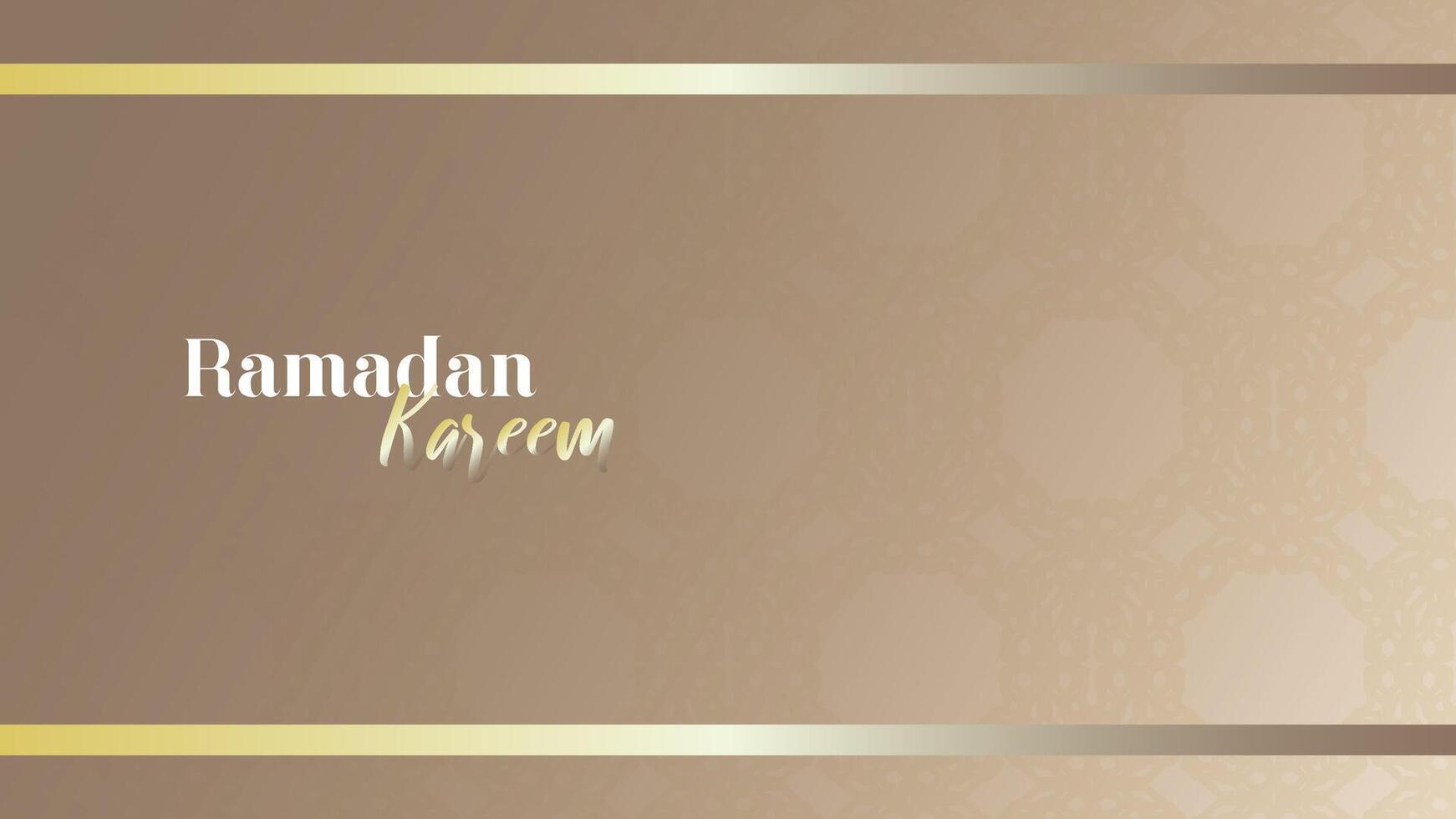 Elegant Ramadan greeting design with central text. Ramadan Kareem written in a mix of serif and script fonts. Soft gradient beige background for a warm, inviting feel. sophisticated and festive. vector