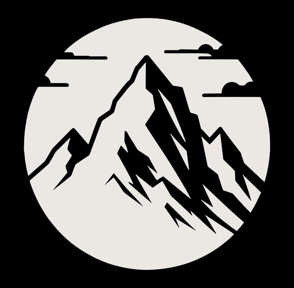 Mountain with clouds and a sun in the background vector