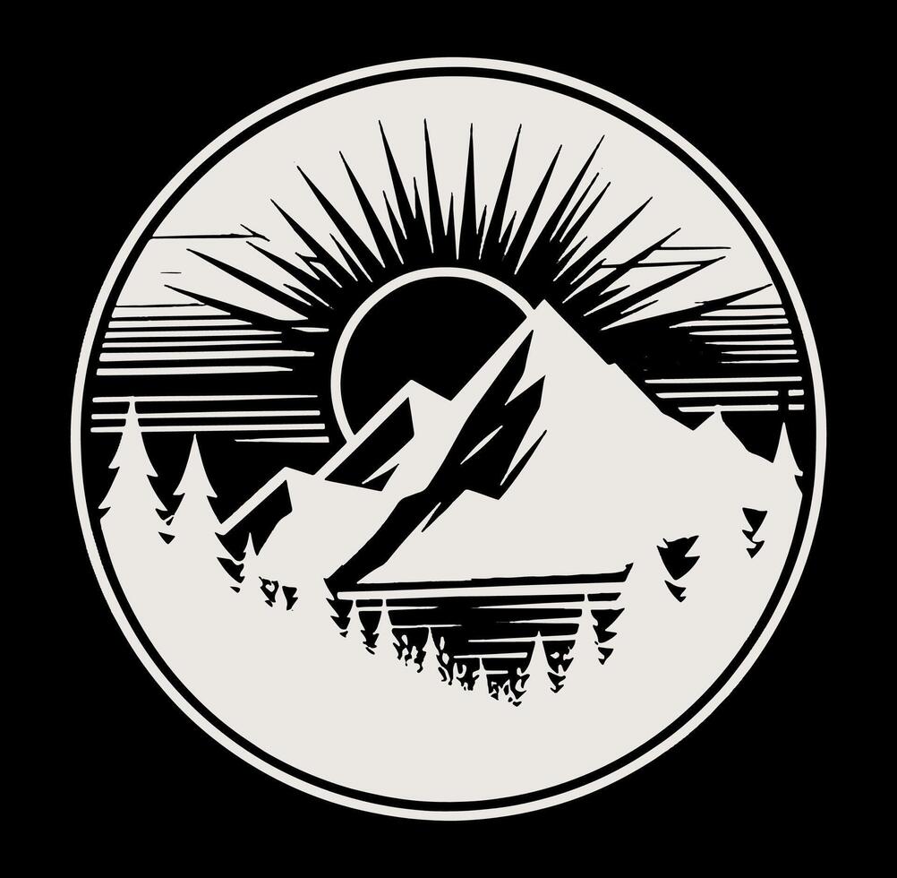 Logo for a mountain range with trees. vector