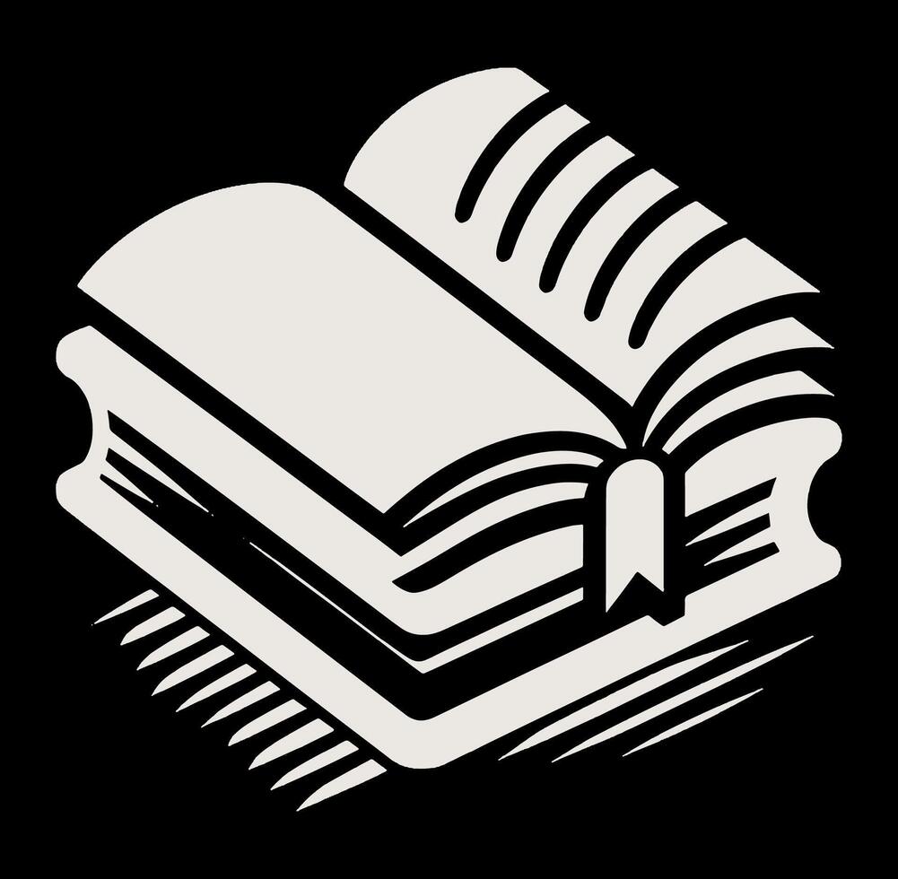 Open book icon on a black background vector