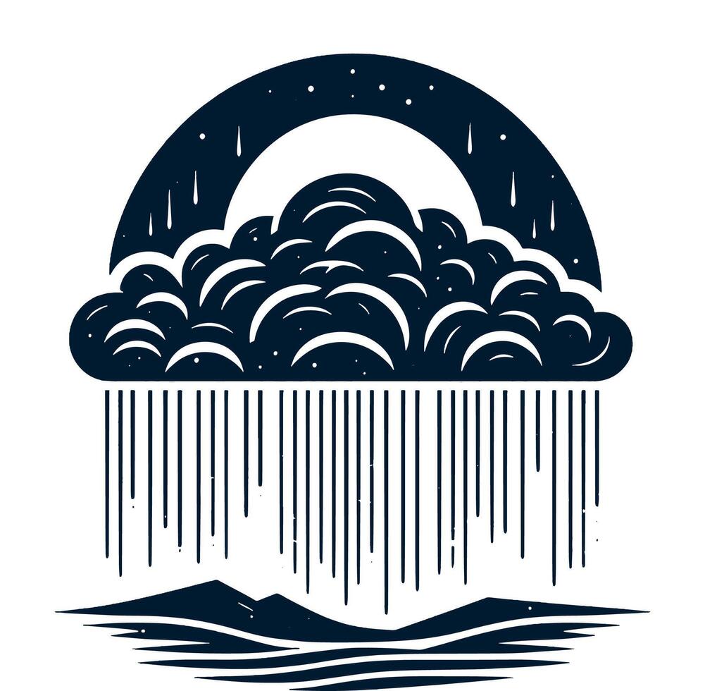 Rainy day with clouds and moon illustration vector