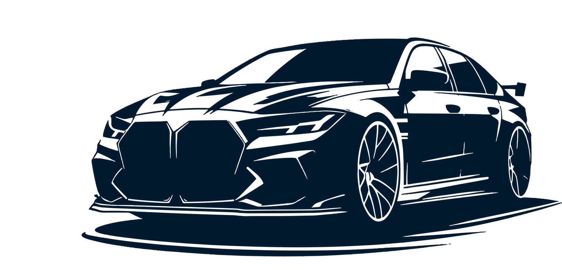 Sport car silhouette on white background vector