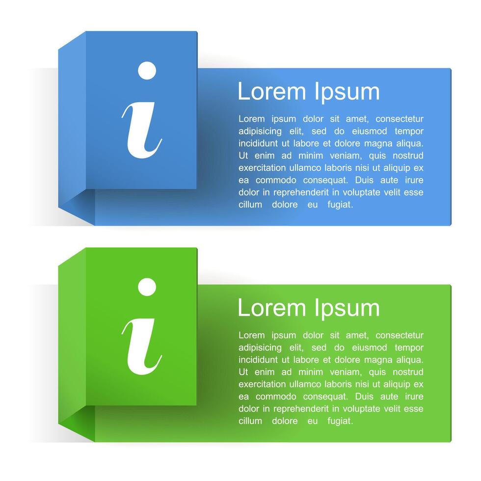 Blue and green information banners on white background vector
