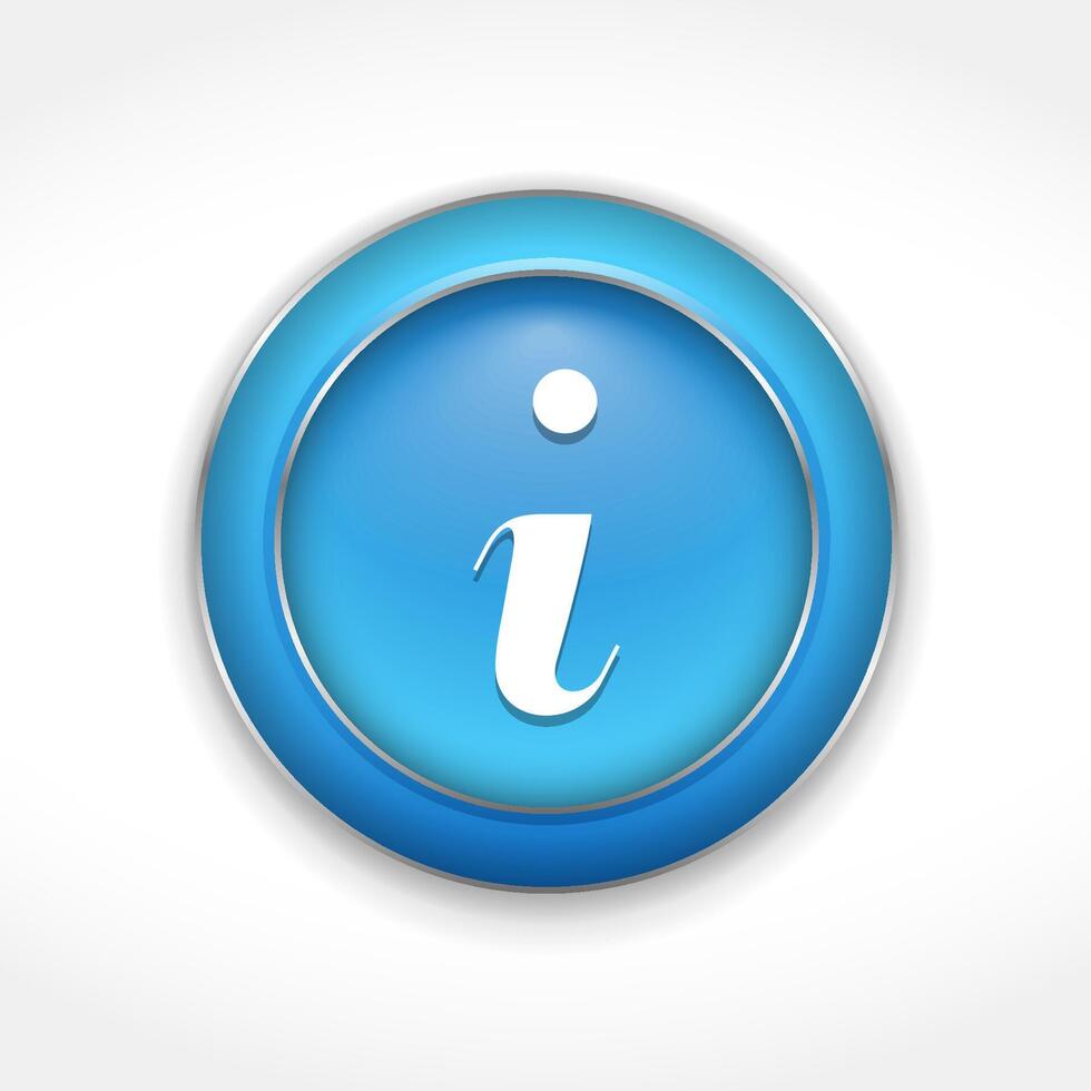 Blue button with information symbol vector
