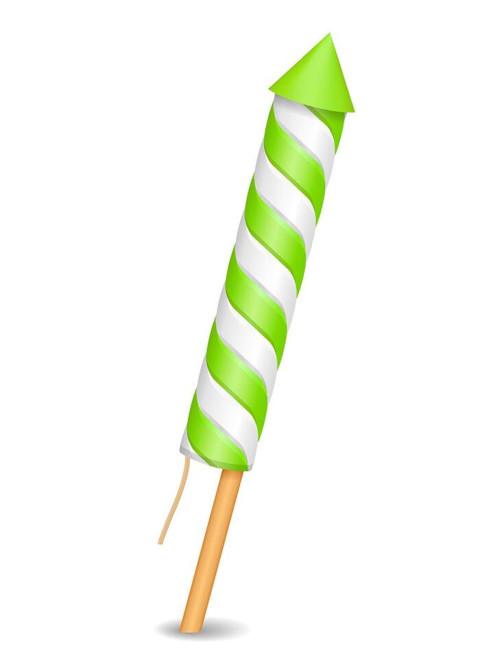 Green firework rocket on white background vector