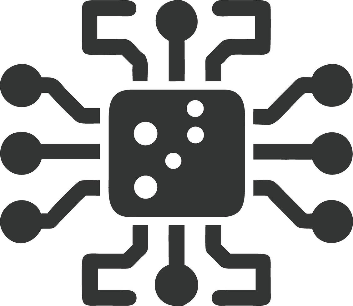 Circuit Board Silhouette, Dark Gray Shape with Rounded Edges and White Background vector