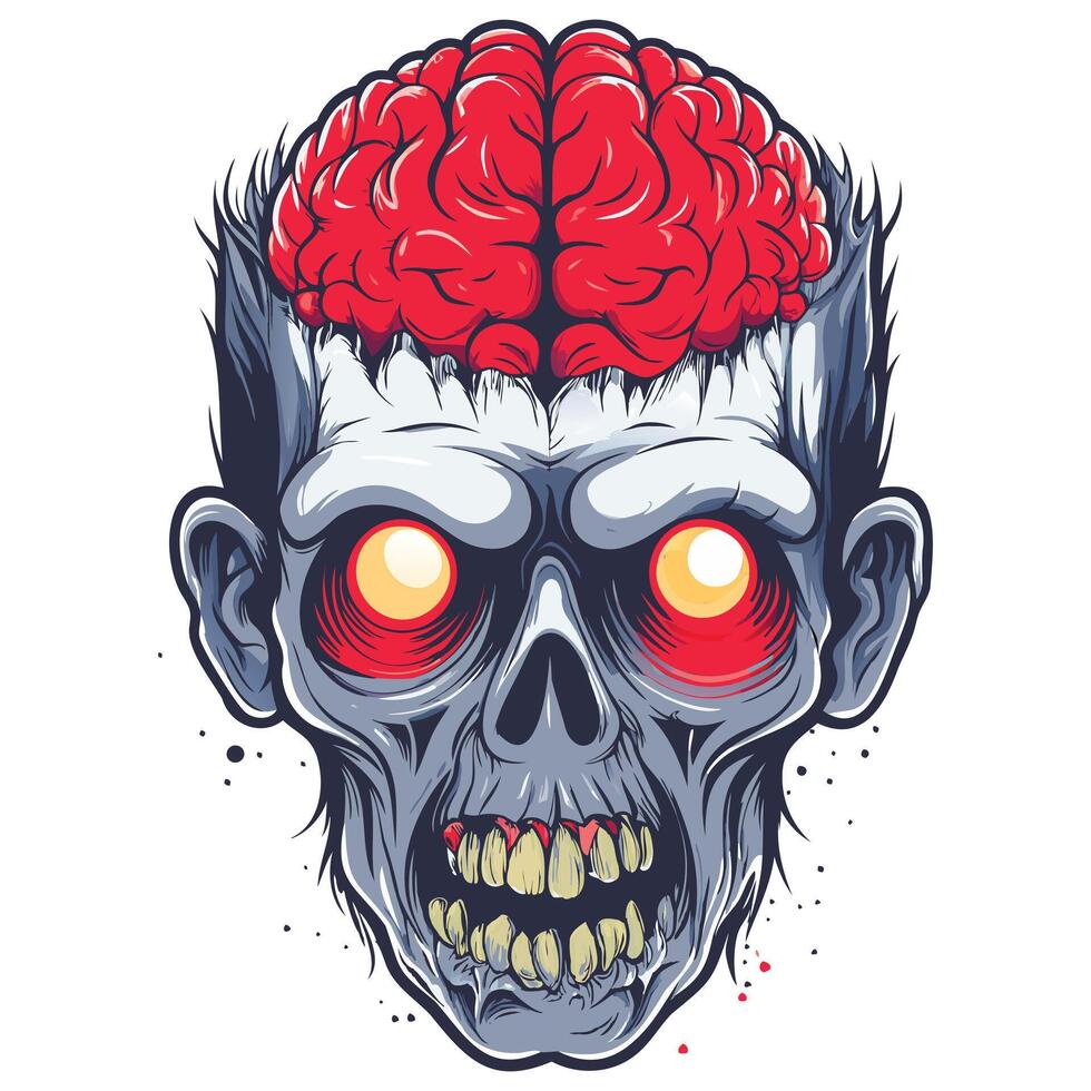 Zombie Head Illustration Creepy and Spooky Artwork vector