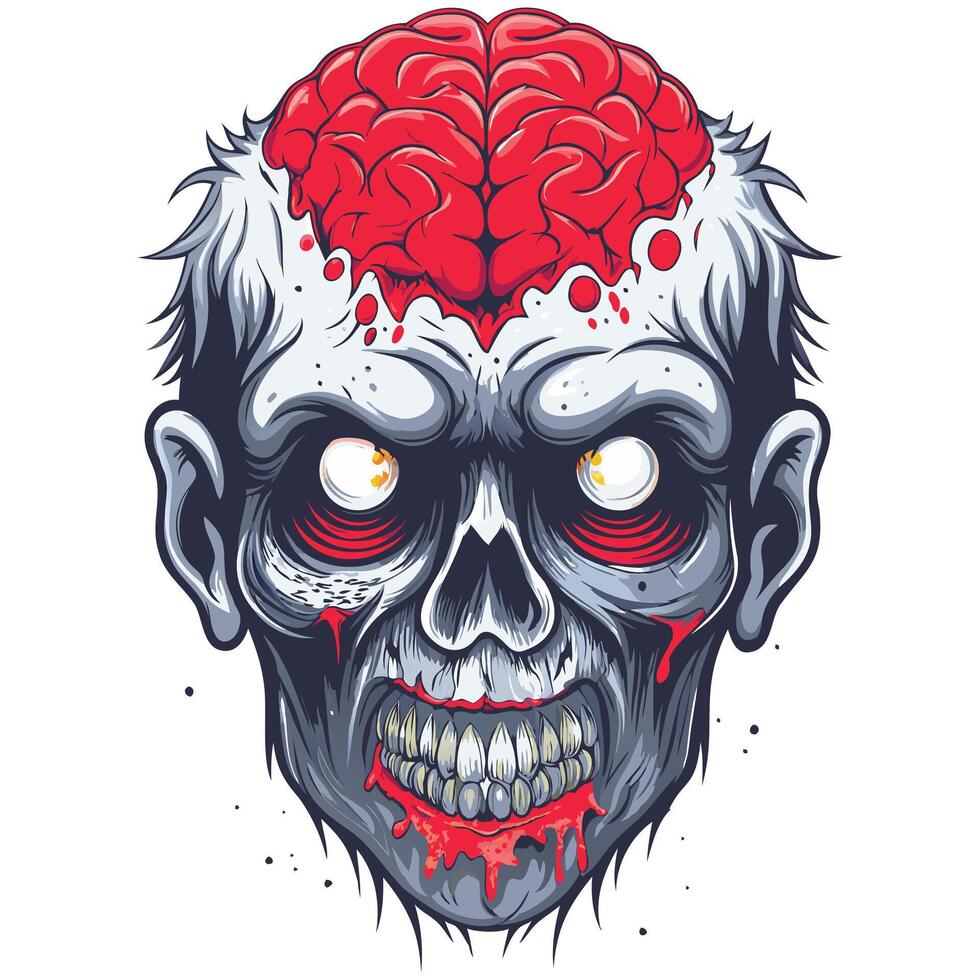 Gruesome Zombie Head Horror Themed Digital Design vector