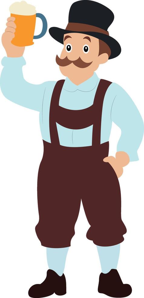 Oktoberfest Bavarian Man Cheers Beer Stein Cartoon vector