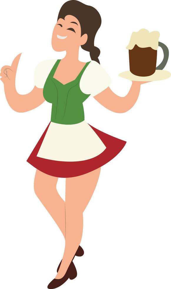 Oktoberfest Happy Beer Server Girl Oktoberfest Thumbs Up vector